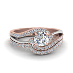 Load image into Gallery viewer, round-cut-two-tone-3-stone-diamond-swirl-bridal-set-in-FDO50895RO-NL-RG
