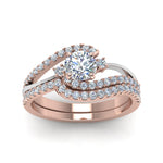 Load image into Gallery viewer, round-cut-two-tone-3-stone-diamond-swirl-bridal-set-in-FDO50895RO-NL-RG

