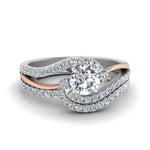 Load image into Gallery viewer, round-cut-two-tone-3-stone-diamond-swirl-bridal-set-in-FDO50895RO-NL-WG

