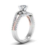 Load image into Gallery viewer, round-cut-two-tone-3-stone-diamond-swirl-bridal-set-in-FDO50895RO-NL-WG
