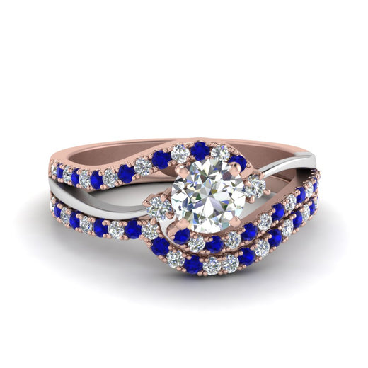 round-cut-two-tone-3-stone-diamond-swirl-bridal-set-with-blue-sapphire-in-FDO50895ROGSABL-NL-RG
