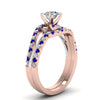 Load image into Gallery viewer, round-cut-two-tone-3-stone-diamond-swirl-bridal-set-with-blue-sapphire-in-FDO50895ROGSABL-NL-RG