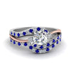 Load image into Gallery viewer, round-cut-two-tone-3-stone-diamond-swirl-bridal-set-with-blue-sapphire-in-FDO50895ROGSABL-NL-WG