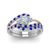 Load image into Gallery viewer, round-cut-two-tone-3-stone-diamond-swirl-bridal-set-with-blue-sapphire-in-FDO50895ROGSABL-NL-WG