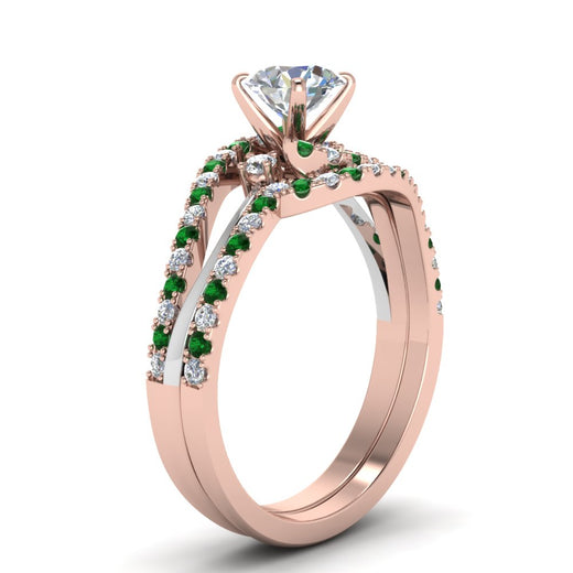 round-cut-two-tone-3-stone-diamond-swirl-bridal-set-with-emerald-in-FDO50895ROGEMGR-NL-RG