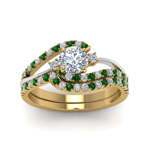 round-cut-two-tone-3-stone-diamond-swirl-bridal-set-with-emerald-in-FDO50895ROGEMGR-NL-YG
