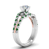 Load image into Gallery viewer, round-cut-two-tone-3-stone-diamond-swirl-bridal-set-with-emerald-in-FDO50895ROGEMGR-NL-WG