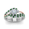 Load image into Gallery viewer, round-cut-two-tone-3-stone-diamond-swirl-bridal-set-with-emerald-in-FDO50895ROGEMGR-NL-WG
