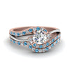 Load image into Gallery viewer, round-cut-two-tone-3-stone-diamond-swirl-bridal-set-with-ice-blue-topaz-in-FDO50895ROGICBLTO-NL-RG
