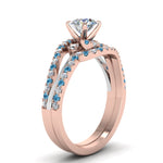 Load image into Gallery viewer, round-cut-two-tone-3-stone-diamond-swirl-bridal-set-with-ice-blue-topaz-in-FDO50895ROGICBLTO-NL-RG
