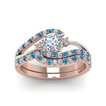 Load image into Gallery viewer, round-cut-two-tone-3-stone-diamond-swirl-bridal-set-with-ice-blue-topaz-in-FDO50895ROGICBLTO-NL-RG
