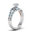 Load image into Gallery viewer, round-cut-two-tone-3-stone-diamond-swirl-bridal-set-with-ice-blue-topaz-in-FDO50895ROGICBLTO-NL-WG