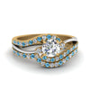 Load image into Gallery viewer, round-cut-two-tone-3-stone-diamond-swirl-bridal-set-with-ice-blue-topaz-in-FDO50895ROGICBLTO-NL-YG