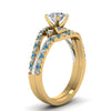 Load image into Gallery viewer, round-cut-two-tone-3-stone-diamond-swirl-bridal-set-with-ice-blue-topaz-in-FDO50895ROGICBLTO-NL-YG
