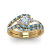 Load image into Gallery viewer, round-cut-two-tone-3-stone-diamond-swirl-bridal-set-with-ice-blue-topaz-in-FDO50895ROGICBLTO-NL-YG