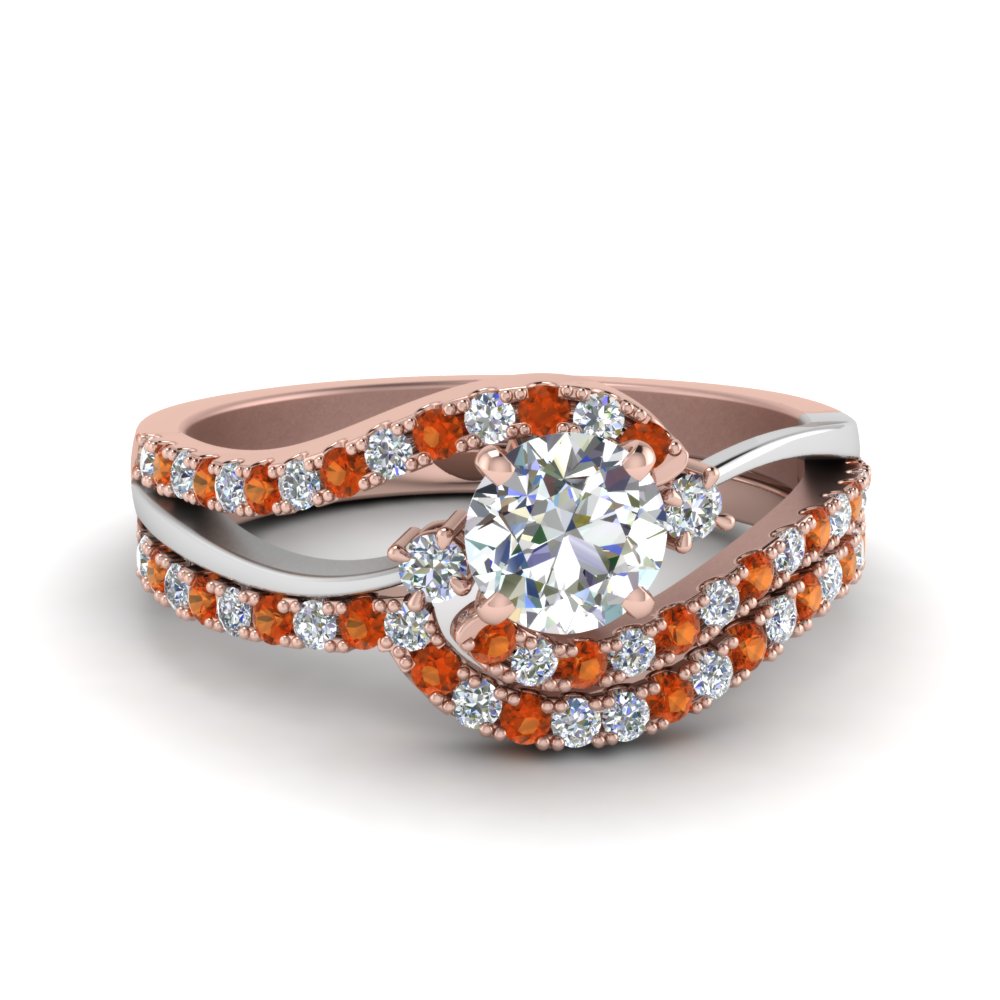 round-cut-two-tone-3-stone-diamond-swirl-bridal-set-with-orange-sapphire-in-FDO50895ROGSAOR-NL-RG