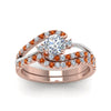 Load image into Gallery viewer, round-cut-two-tone-3-stone-diamond-swirl-bridal-set-with-orange-sapphire-in-FDO50895ROGSAOR-NL-RG