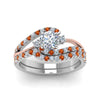 Load image into Gallery viewer, round-cut-two-tone-3-stone-diamond-swirl-bridal-set-with-orange-sapphire-in-FDO50895ROGSAOR-NL-WG