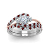 Load image into Gallery viewer, round-cut-two-tone-3-stone-diamond-swirl-bridal-set-with-ruby-in-FDO50895ROGRUDR-NL-WG