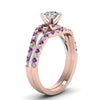 Load image into Gallery viewer, round-cut-two-tone-3-stone-diamond-swirl-bridal-set-with-violac-topaz-in-FDO50895ROGVITO-NL-RG