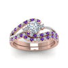 Load image into Gallery viewer, round-cut-two-tone-3-stone-diamond-swirl-bridal-set-with-violac-topaz-in-FDO50895ROGVITO-NL-RG