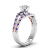 Load image into Gallery viewer, round-cut-two-tone-3-stone-diamond-swirl-bridal-set-with-violac-topaz-in-FDO50895ROGVITO-NL-WG
