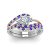 Load image into Gallery viewer, round-cut-two-tone-3-stone-diamond-swirl-bridal-set-with-violac-topaz-in-FDO50895ROGVITO-NL-WG