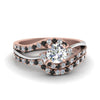 Load image into Gallery viewer, round-cut-two-tone-3-stone-swirl-bridal-set-with-black-diamond-in-FDO50895ROGBLACK-NL-RG
