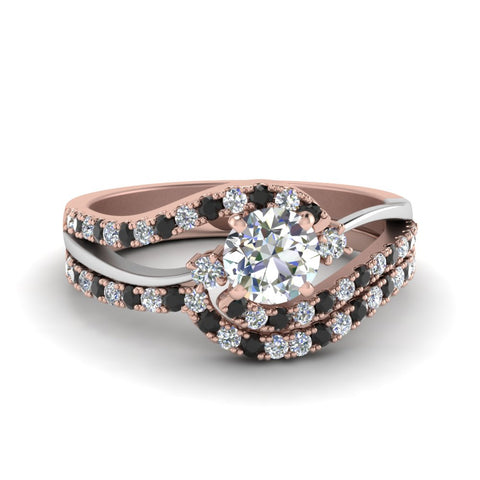 round-cut-two-tone-3-stone-swirl-bridal-set-with-black-diamond-in-FDO50895ROGBLACK-NL-RG