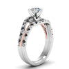 Load image into Gallery viewer, round-cut-two-tone-3-stone-swirl-bridal-set-with-black-diamond-in-FDO50895ROGBLACK-NL-WG
