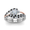 Load image into Gallery viewer, round-cut-two-tone-3-stone-swirl-bridal-set-with-black-diamond-in-FDO50895ROGBLACK-NL-WG