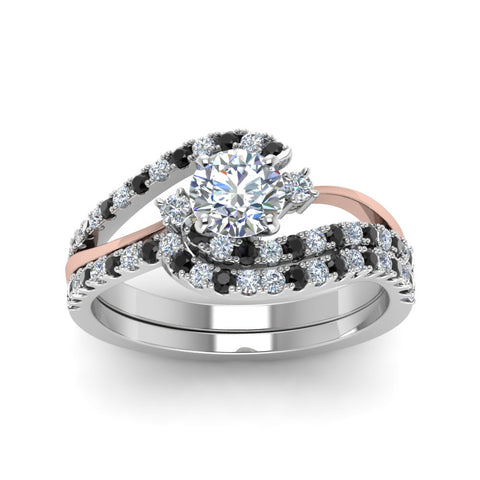 round-cut-two-tone-3-stone-swirl-bridal-set-with-black-diamond-in-FDO50895ROGBLACK-NL-WG