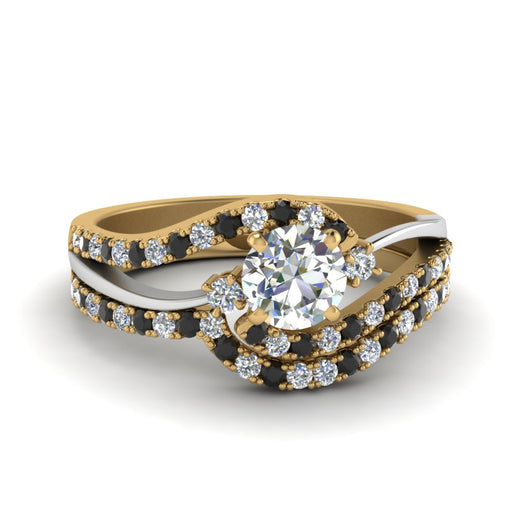 round-cut-two-tone-3-stone-swirl-bridal-set-with-black-diamond-in-FDO50895ROGBLACK-NL-YG