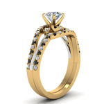 Load image into Gallery viewer, round-cut-two-tone-3-stone-swirl-bridal-set-with-black-diamond-in-FDO50895ROGBLACK-NL-YG

