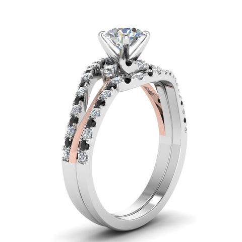 round-cut-two-tone-3-stone-swirl-bridal-set-with-black-diamond-in-FDO50895ROGBLACK-NL-WG