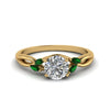 Load image into Gallery viewer, round-cut-willow-diamond-engagement-ring-with- green-emerald-in-14k-yellow-gold