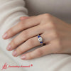Load image into Gallery viewer, round-cut-willow-diamond-engagement-ring-with-blue-sapphire-in-14k-white-gold-2