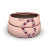 Load image into Gallery viewer, round-dark-pink-sapphire-wedding-band-with-white-diamond-in-14K-rose-gold-FD1144BGSADRPI-NL-RG.jpg