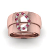 Load image into Gallery viewer, round-dark-pink-sapphire-wedding-band-with-white-diamond-in-14K-rose-gold-FD1144BGSADRPI-NL-RG.jpg