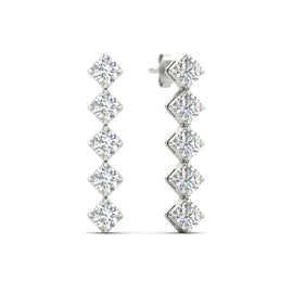 Round Diamond Cascade Geometric Dangle Earrings