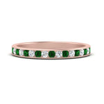 Load image into Gallery viewer, round-diamond-channel-stacking-band-with-emerald-in-rose-gold-FD122981BGEMGRANGLE3-NL-RG.jpg
