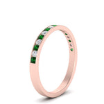 Load image into Gallery viewer, round-diamond-channel-stacking-band-with-emerald-in-rose-gold-FD122981BGEMGRANGLE3-NL-RG.jpg
