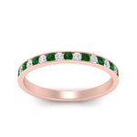 Load image into Gallery viewer, round-diamond-channel-stacking-band-with-emerald-in-rose-gold-FD122981BGEMGRANGLE3-NL-RG.jpg
