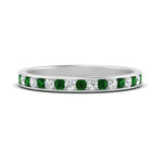 Load image into Gallery viewer, round-diamond-channel-stacking-band-with-emerald-in-white-gold-FD122981BGEMGRANGLE3-NL-WG.jpg
