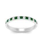 Load image into Gallery viewer, round-diamond-channel-stacking-band-with-emerald-in-white-gold-FD122981BGEMGRANGLE3-NL-WG.jpg
