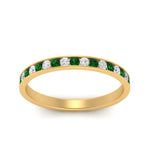 Load image into Gallery viewer, round-diamond-channel-stacking-band-with-emerald-in-yellow-gold-FD122981BGEMGRANGLE3-NL-YG.jpg
