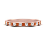 Load image into Gallery viewer, round-diamond-channel-stacking-band-with-orange-sapphire-in-rose-gold-FD122981BGSAORANGLE3-NL-RG.jpg
