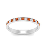 Load image into Gallery viewer, round-diamond-channel-stacking-band-with-orange-sapphire-in-white-gold-FD122981BGSAORANGLE3-NL-WG.jpg
