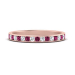 Load image into Gallery viewer, round-diamond-channel-stacking-band-with-pink-sapphire-in-rose-gold-FD122981BGSADRPIANGLE3-NL-RG.jpg
