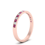 Load image into Gallery viewer, round-diamond-channel-stacking-band-with-pink-sapphire-in-rose-gold-FD122981BGSADRPIANGLE3-NL-RG.jpg
